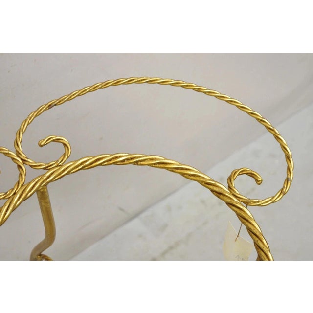 Mid 20th Century Italian Hollywood Regency Gold Iron Rope 3 Tier Bath Washstand Plant Stand Table For Sale - Image 5 of 12