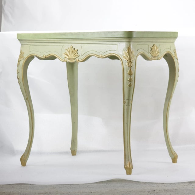 Vintage Mint Green English Hand Carved Side Table For Sale - Image 13 of 13