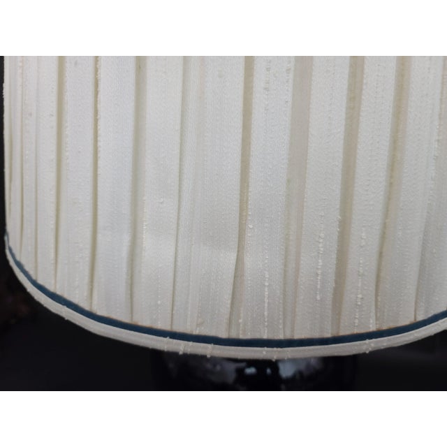Paul Hanson Cobalt Blue Drip Glaze Ceramic Ginger Jar Lamp With Matching Shade For Sale - Image 10 of 12