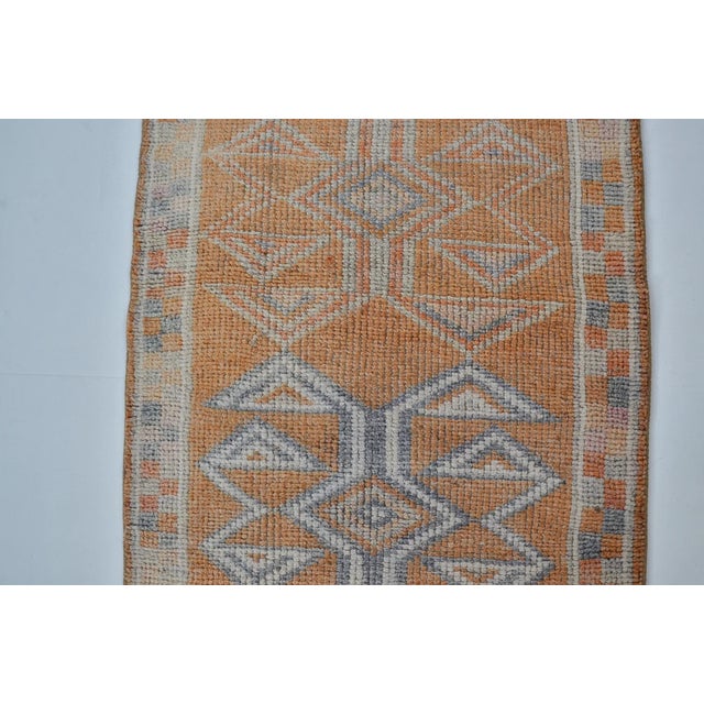 Textile Vintage Turkish Rug, Japandi Style Geometric Runner For Sale - Image 7 of 10