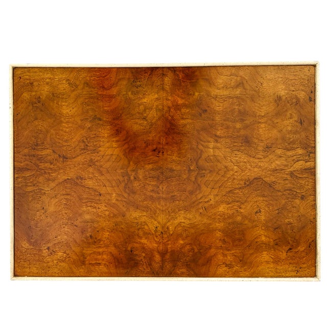 1960 Neoclassical Regency Style Burl Walnut & Painted Curule Accent Tables by Heritage - Pair For Sale - Image 15 of 15