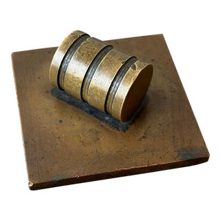 Antique Art Deco Bronze + Copper Industrial Sculpture / Paperweight, Circa 1920 For Sale