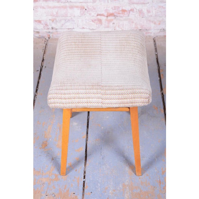 Mid-Century Stool in Upholstery and Beech, Slovakia, 1960s For Sale - Image 4 of 8
