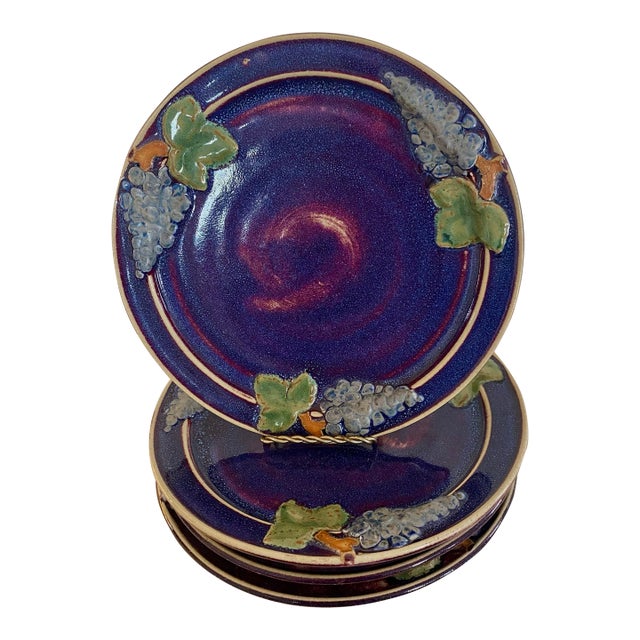 1970s Sonoma County Studio Art Pottery Dinner Plates Al Podesto- Set of 4 For Sale