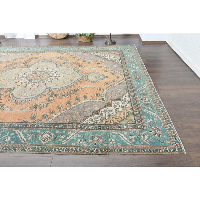 Boho Chic 1970s Vintage Persian Handmade Wool Cotton Orange Area Rug For Sale - Image 3 of 11