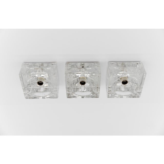 Hand-Blown Ice Cube Wall Lamps by Müller & Zimmer, Germany, 1960s, Set of 3 For Sale - Image 11 of 14