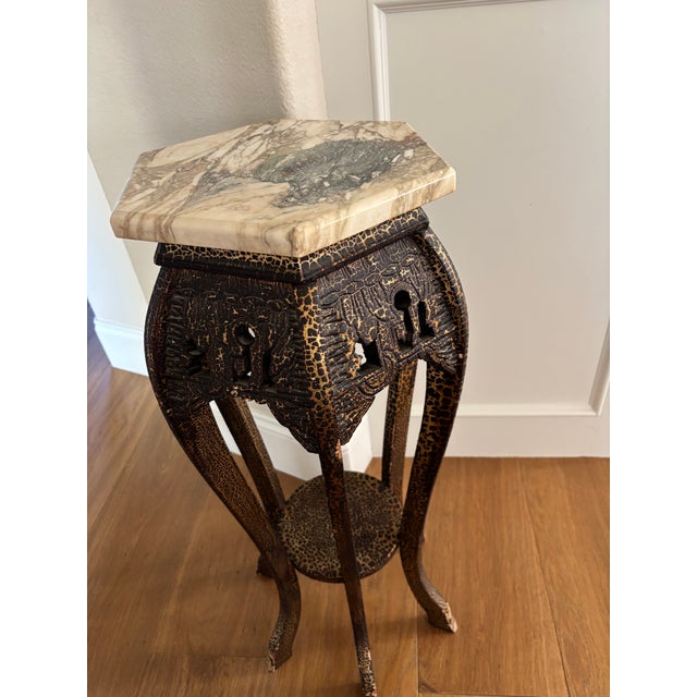 Black Pair of Antique Chinese Pedestals or Planters Circa 1920's For Sale - Image 8 of 12