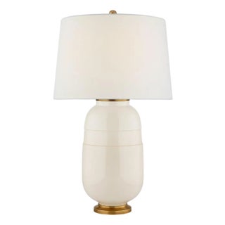 Christopher Spitzmiller by Visual Comfort Signature Newcomb Medium Table Lamp in Ivory with Linen Shade For Sale