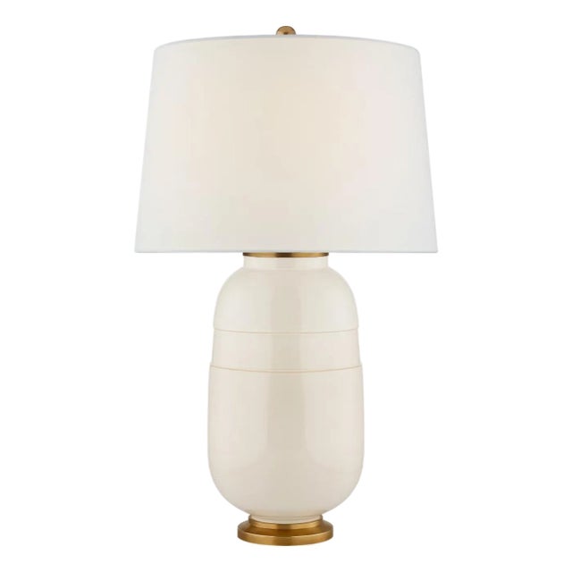 Christopher Spitzmiller by Visual Comfort Signature Newcomb Medium Table Lamp in Ivory with Linen Shade For Sale