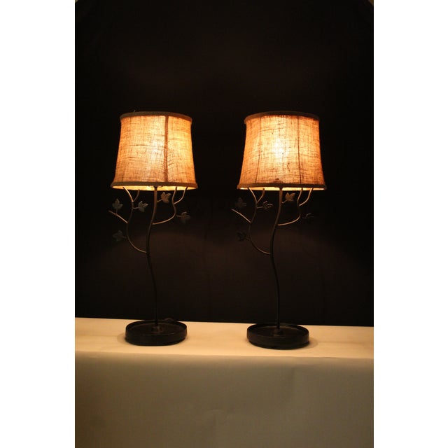 Rustic 1930s Eastlake Hand Forged Iron Lamps - a Pair For Sale - Image 3 of 12