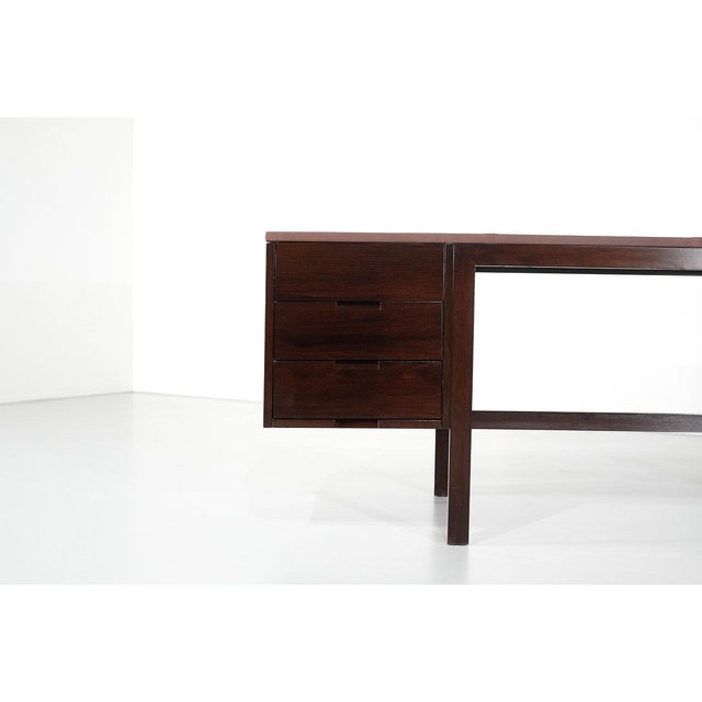 Canaan Desk in Wood and Leather by Marcel Breuer for Gavina, Italy, 1950s, in Very Good conditions. Designed 1950 to 1959