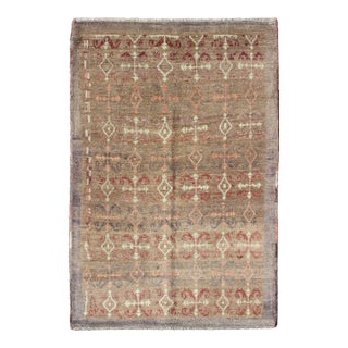Vintage Turkish Carpet With All-Over Design Set on Light Taupe Field 3'9"x5'10" For Sale