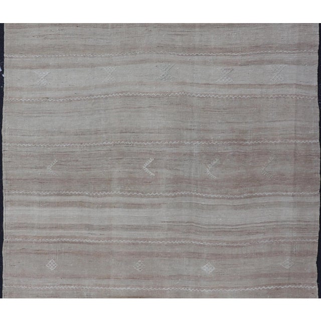 Tan Subtle Vintage Turkish Kilim Rug With Soft Beige and Taupe Tones 5'4 X 6'9 For Sale - Image 8 of 10