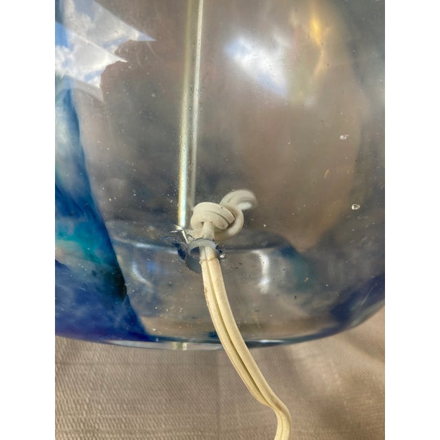 Blue Mid-Century Eva Englund Pukeberg Sweden Art Glass Chrome Hand Blown Blue Swirl Lamp For Sale - Image 8 of 10