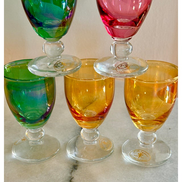 1980s Vintage Italian Cordial Glasses by I Preziosi - Set of 6 For Sale - Image 5 of 12