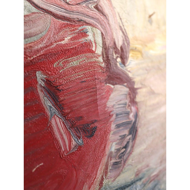 Mid-Century Modern 'Portrait in Crimson' Original Abstract Figurative Oil Painting by Swedish Artist Gunnar Johnsson (1917–2007), Framed For Sale - Image 12 of 14