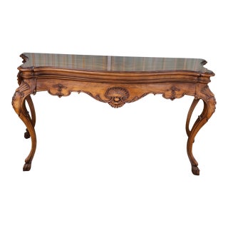 1960s Antique Country French Carved Console Table For Sale