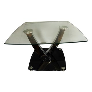 Glass and Chrome-Plated Metal Coffee Table from Temperet Glass, 2000s For Sale