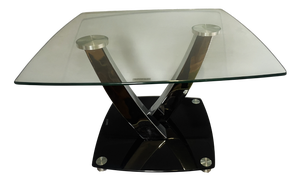 Glass and Chrome-Plated Metal Coffee Table from Temperet Glass, 2000s