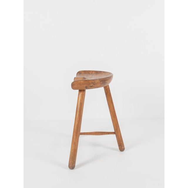 Wood Vintage Wooden Shoemaker Tripod Stool by Arne Hovmand-Olsen, 1950 For Sale - Image 7 of 13