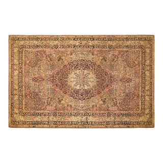 Antique Persian Lavar Oriental Carpet, in Room Size, with Central Medallion For Sale