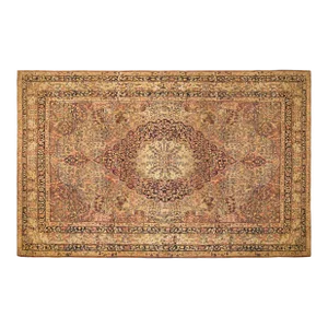 Antique Persian Lavar Oriental Carpet, in Room Size, with Central Medallion