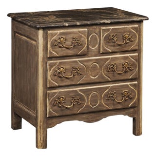 Mid 20th Century French Cute-Size Chest w/Faux Marble For Sale