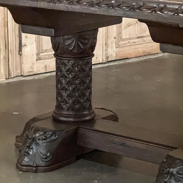 19th Century French Gothic Revival Library Table For Sale - Image 10 of 18