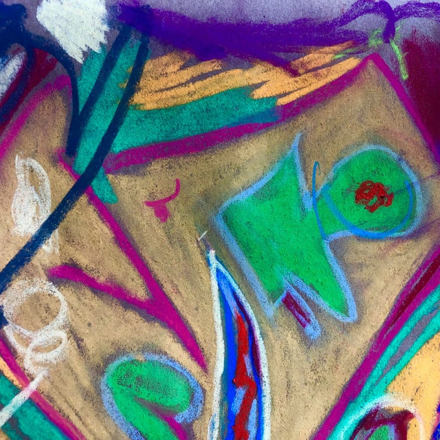 Abstract Abstract #96 Original Pastel Drawing by Erik Sulander 13 X 12 For Sale - Image 3 of 4