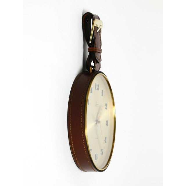 Mid-Century Modern Junghans Brass Wall Clock with Leather Strap, 1960s For Sale - Image 3 of 18