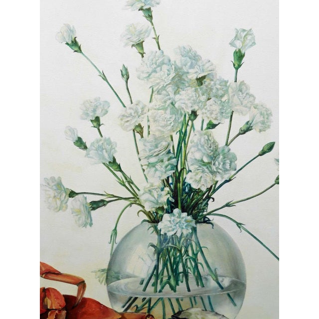 Textile Fazly (Fazoil Ataullakhanov) "Still Life in White" Original Oil Lobster For Sale - Image 7 of 10
