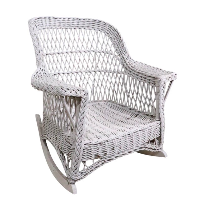 Two vintage Bar Harbor white wicker rocking chairs, in very good, ready to use condition. Offered and priced as a set of...