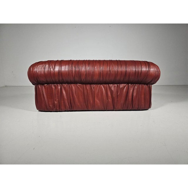 1970s Vintage Piumino Sofa in Dark Cognac Leather attributed to De Pas, Durbino and Lomazzi for Dalloca, 1970s For Sale - Image 5 of 10