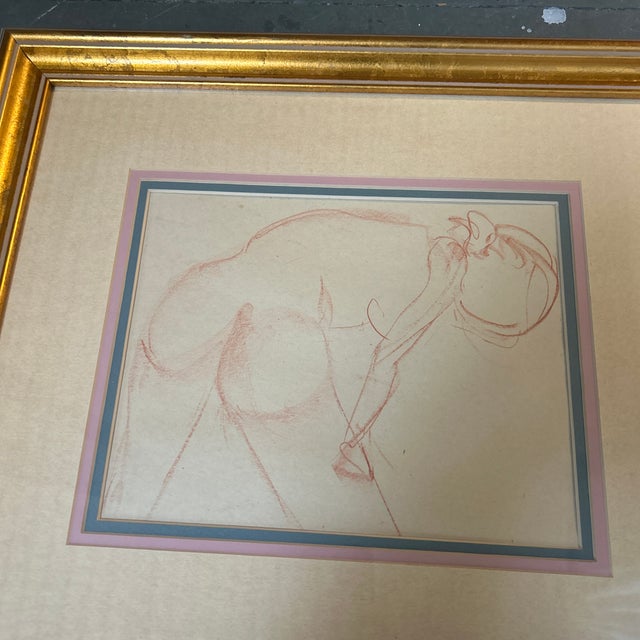 1940’s original sepia female nude figure study drawing. Drawing measures approximately 10x8 and overall framed measures...
