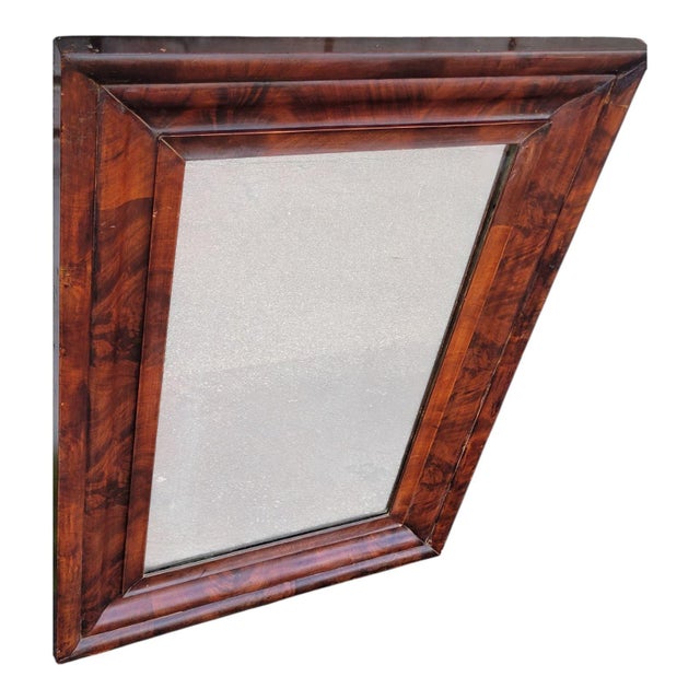 19th Century Antique 19th Century American Empire Flame Mahogany Rectangular Wall Mirror For Sale - Image 5 of 11