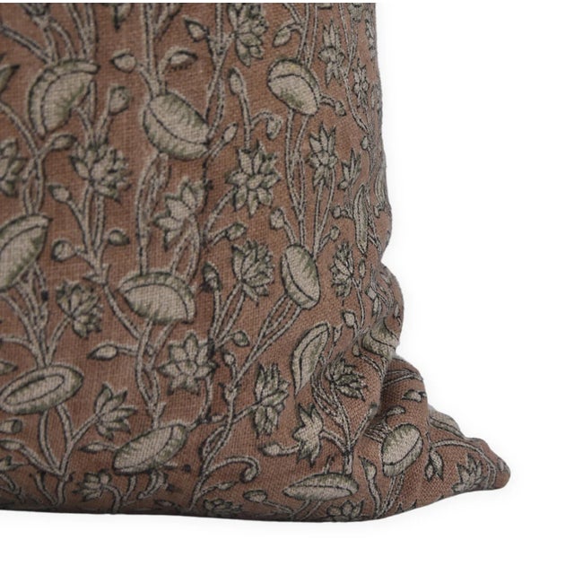 Not Yet Made - Made To Order Throw Pillow Cover Designer Collection of Hand Block Printed Thick Linen 14x36 Inch- Pista For Sale - Image 5 of 5