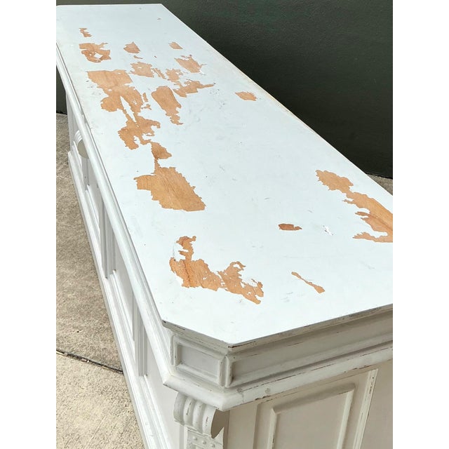 Vintage Architectural Distressed Wood Display Counter For Sale - Image 12 of 13