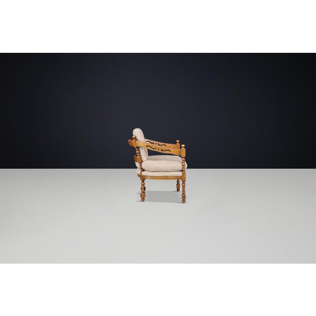 1970s Vintage Italian Armchair in Carved Wood, 1975 For Sale - Image 5 of 10