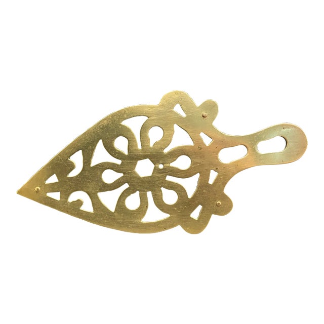 Antique Pierced Brass Trivet For Sale