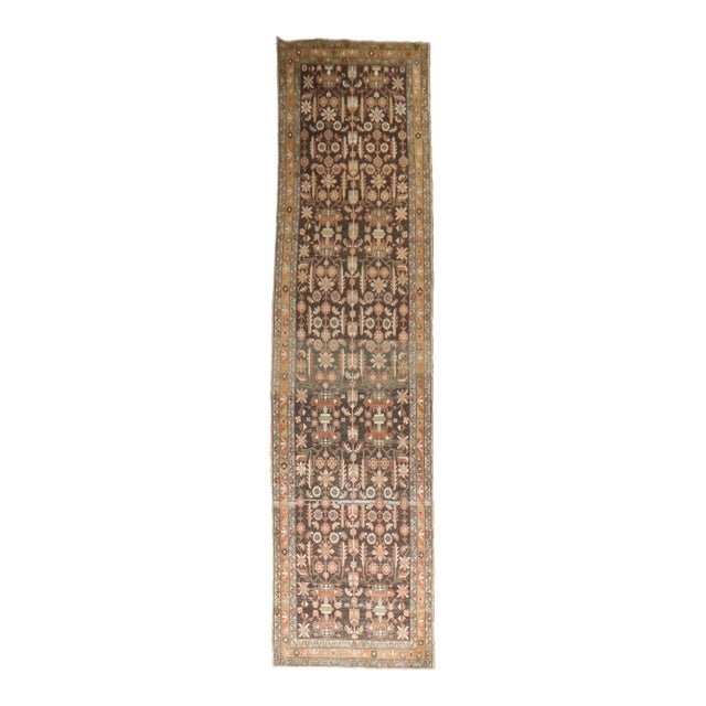 Brown Antique Persian Malayer Wide Runner rug no.j3360 For Sale