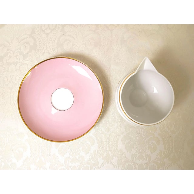 Vista Alegre New Vista Alegre Illuminati Sauceboat With Matching Pink Under Plate Portugal Luxury Hand Painted Porcelain Watercolor Lotus Flower New With Tag For Sale - Image 4 of 10