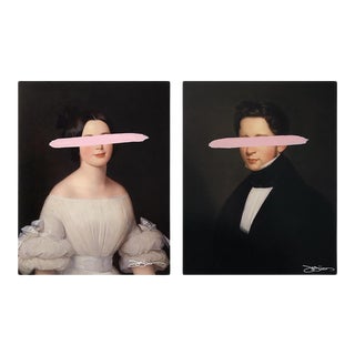 Josh Young "Emma & Eugene" Mixed Media Paintings For Sale