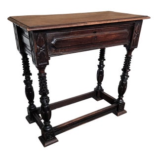 Antique Italian Carved Wood Wall Console Side Table, 1890s For Sale