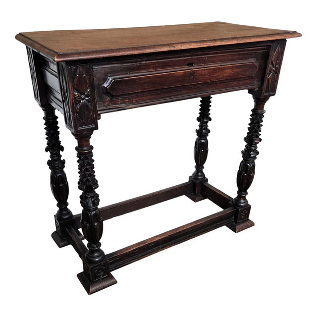 Antique Italian Carved Wood Wall Console Side Table, 1890s For Sale