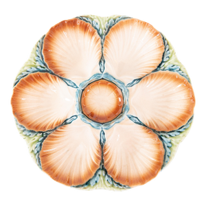 Antique French Sarreguemines Majolica Oyster Plate, Circa 1870