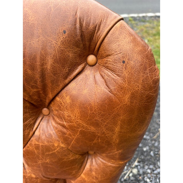 Traditional Edward Ferrell Tufted Brown Leather Dining Chairs -Set of 4 For Sale - Image 3 of 15