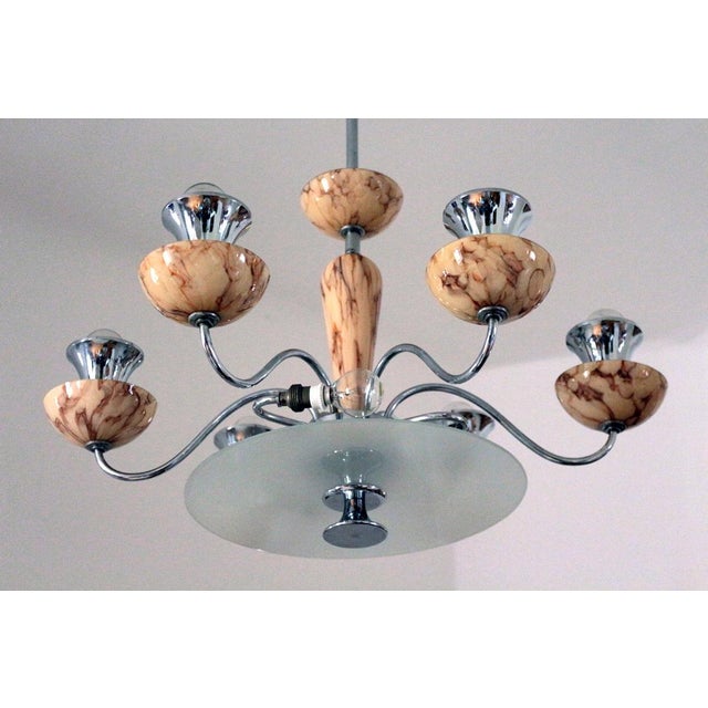 Metal Art Deco Chandelier in Chrome, 1930s For Sale - Image 7 of 14