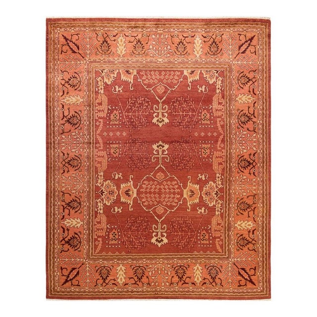 Red Eclectic, One-of-a-Kind Hand-Knotted Area Rug in Red, 8' 2" x 10' 2" For Sale - Image 8 of 8