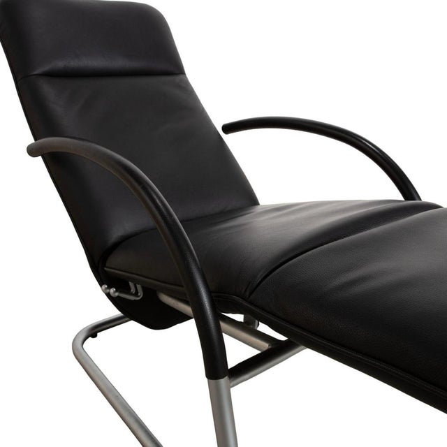 Black Fino Leather Armchair in Black with Manual Reclining Function by Franz Fertig For Sale - Image 8 of 18