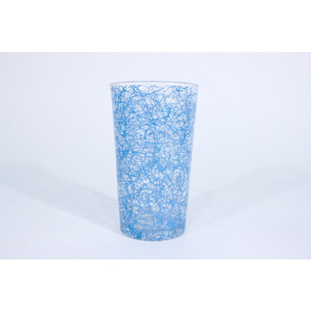 1950's Powder Blue Spaghetti String Glasses, Set of 10 For Sale - Image 4 of 7